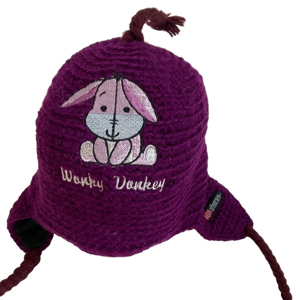 Youth Sherpa Adventure Gear Winter Hat 100% Wool Fleece lined Made in Nepal